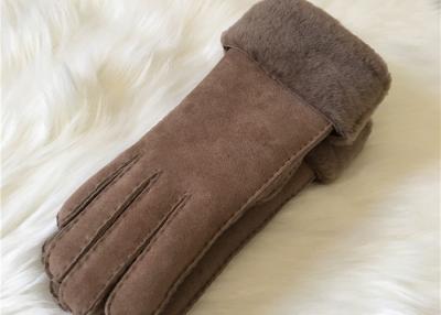 China Drehungs-Stulpenhandschuhe Shearling Gesicht der Damen übergeben doppelte genähte Shearlingsvelourslederhandschuhe zu verkaufen