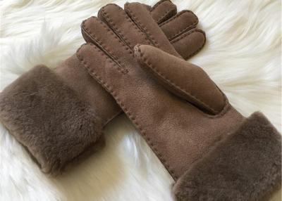 China Der Velourlederhandschuhe Bowie zeichnete shearling-gesäumter doppelter Gesichtspelz Lederhandschuhe zu verkaufen