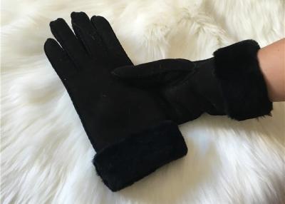 China Damen schwärzen Gesichts-Schaflederhandschuh Shearlings-Lammfellwinter Handschuhe doppelten zu verkaufen