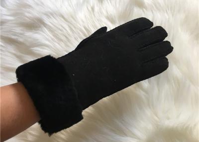 China Handsewn Schaffell-Doppelt-Gesicht Hand-nähte Handschuh schwarze Shearling Leahter-Handschuhe zu verkaufen