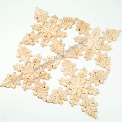 China Contemporary Wood Appliques Rosettes Wood Carved Rosettes Ornament Decoration Wood Carving Rosettes for sale