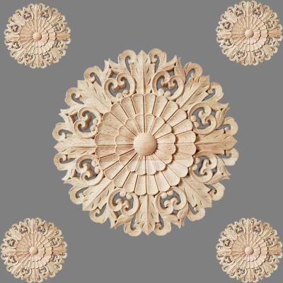 China For Decoration Flower Furniture Door Decoration Wood Carved Wooden Rosettes for sale