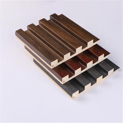 China Modern Wood Strip Fluted Interior Decoration Great Wall Solid Wood Panel Wall TV for sale