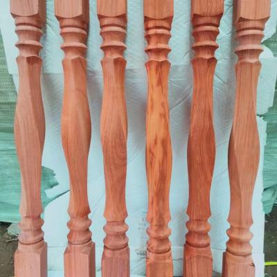 China Traditional Unfinished CNC Carved Stair Railing Column Pitch Solid Wood Footboard for sale