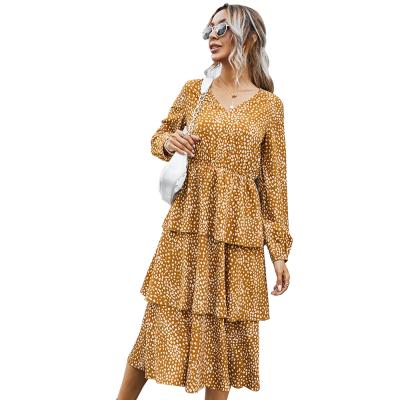 China 2021 New Autumn Anti-static Casual Women's Floral Dress Dress for sale