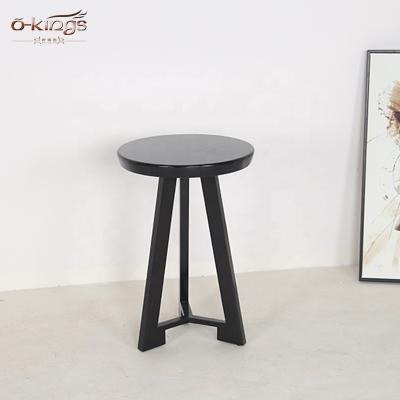 China Modern tasteful black paint solid wood teapoy side table for sale