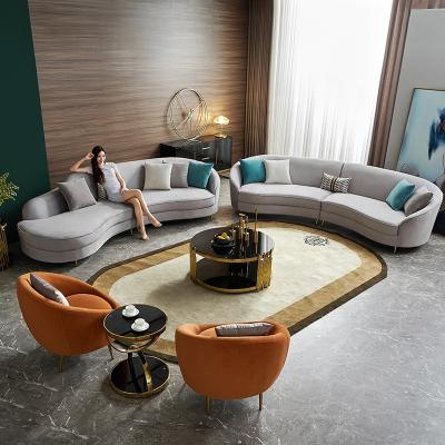 China Creative American Hotel Lobby Villa Reception Area Fabric Sofa Contemporary Italian Curved Business Princess Special Shaped Seating for sale