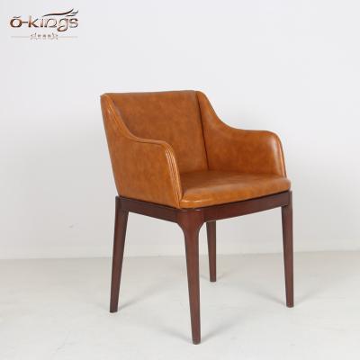 China Restaurant Dining Room Solid Wood Wooden Leather Chair for sale