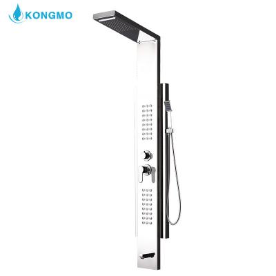 China Mirrorless Slide Bar Design Bath Shower Head New Hover 5 Function Massage Shower Tower Outdoor Chrome Panel for sale