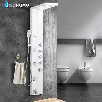 China Without Slide Bar Bathroom Shower Screen Panel LED Light Head Massage Jets Shower Accessory System for sale