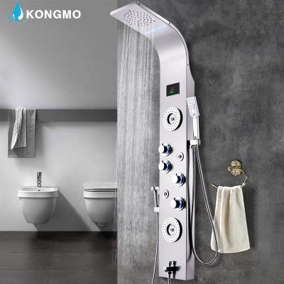 China Sliding Bar Free Bathroom Shower Faucet LED Shower Panel Luxury Swept Column Bathtub Mixer Tap Newly With CE Certificate for sale