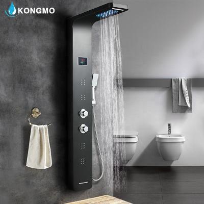 China Without slide bar china supplier shower panel with LED light and digital display for sale