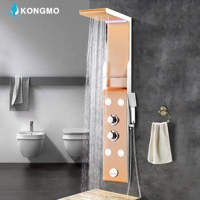 China Without Slide Bar Stainless Steel Shower Mixer Bathroom Small Faucet LED Shower High Quality Panel for sale