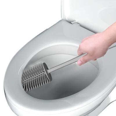 China Wholesale Stocked Bathroom Cleaning Brush Cable Silicone Toilet Brush And Holder for sale