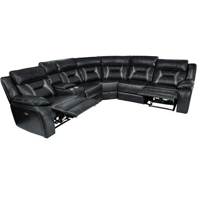 China Couches (Other) China Black Adjustable Recliner Customizable Living Room Furniture Sofa Set Leather Sectional Couch With Recliner Sofa for sale