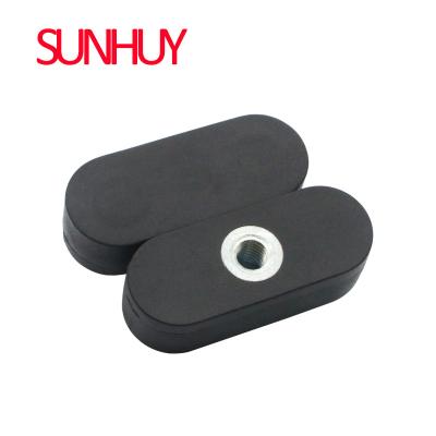 China Industrial magnet track type rubber coated strong magnetic chuck with built-in M4 thread to prevent scratching, rust, small size for sale