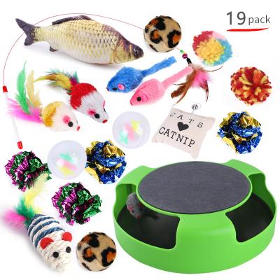 China Stocked 21 Pieces Pack Cat Toy Feather Mouse Puzzle Interactive Pet Cat Toy Collection Cat Toy Set for sale