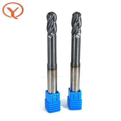 China Carbide CNC Machine Cutting Tools 2/4 Flute HRC55 Tungsten Carbide Ball Nose Solid End Mill for sale