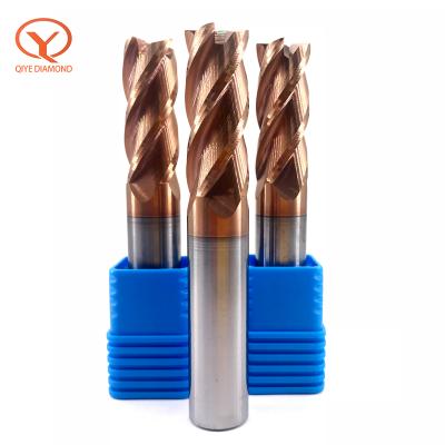 China QIYE Carbide 2/4 Solid Flute Flat End Mill with 45 Degree Helix Angle for sale