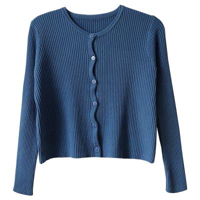 China Anti-wrinkle 2022 spring and autumn new short knitted women's sweater long-sleeved outer thin coat for sale