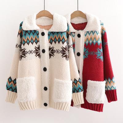 China 2022 Hot Selling Anti-wrinkle Loose Thick Knitted Women's Cardigan Christmas Sweater for sale