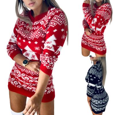 China Anti-wrinkle Factory Direct Sale Womens Sexy Long Sleeve Dress Christmas Sweater Custom for sale