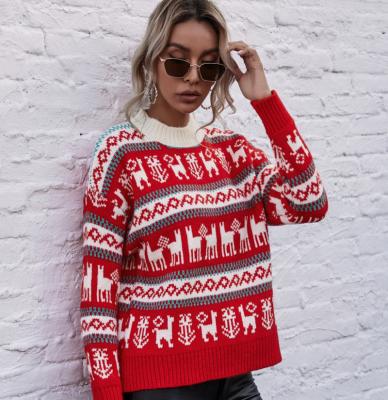 China Anti-wrinkle Long Sleeve O-neck Sweater Warm Knitting Christmas Sweater Soft Vintage for sale