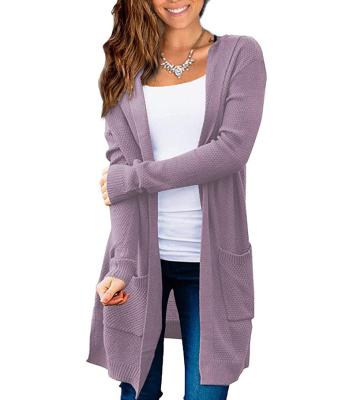 China High Quality Anti-wrinkle Fashion Coat Woman Long Sheath Open Front Solid Hooded Knit Sweater Cardigan Jacket for sale