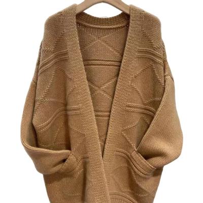 China Anti-wrinkle autumn and winter coats for women ladies 100%wool stylish knit cardigan women coat sweaters for sale