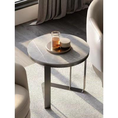 China Modern Convertible Marble Circular Lifestyle Side Coffee Table Sofa Dining Table Living Room Metal Frame for sale