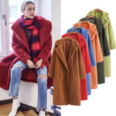 China High Quality Warm Wool Teddy Bear Coat Faux Sheep Fur Women Long Winter Fashion Solid Wholesale 17 Colors for sale