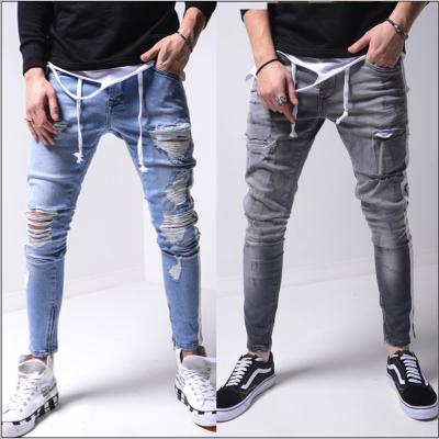 China 2021 Wholesale custom made men's street QUICK DRY QUICK DRY fashion ripped retro 3xl skinny jeans classic denim washed plus size jeans pants for sale