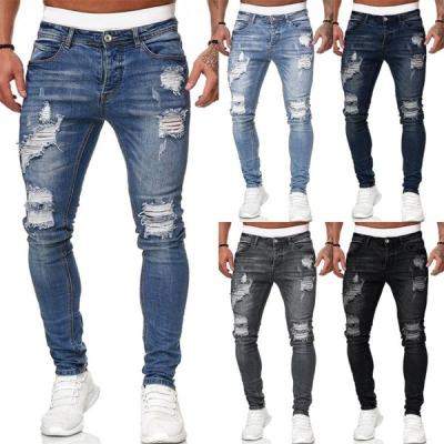 China Viable Viable Men's Pants Denim Newcomer Pants Men's Casual Pants Ripped Skinny Denim Pants Distressed Feet Pants Men's Jeans for sale