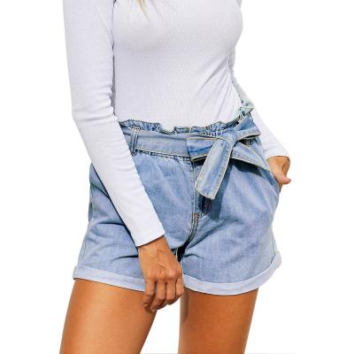 China Hot Selling High Waisted Summer Lattice QUICK DRY Denim Stylish Curly Edges Women's Casual Shorts for sale