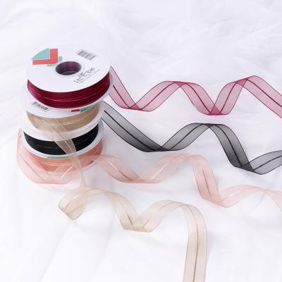 China Luster Wholesale Soild Color Gift Ribbon Polyester Personalized Transparent Flower Custom Ribbon for sale