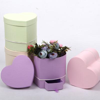 China Hot Sale Biodegradable Waterproof Cardboard Gift Box Double Layer Golden Heart Colorful Edge Mini Flower Box With Drawer for sale