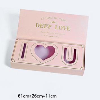 China Cheap Recyclable Wholesale Rectangular Flower Pink Box Printed JE T'AIME Eco-friendly Gift Box For Valentine Day for sale