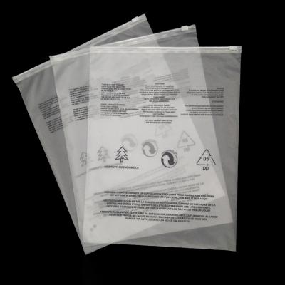 China Recyclable Custom Logo Clear Matte T-shirt Bag Plastic Bikini Underwear Swimming Clothes Frosted Zipper Packaging Bag for sale