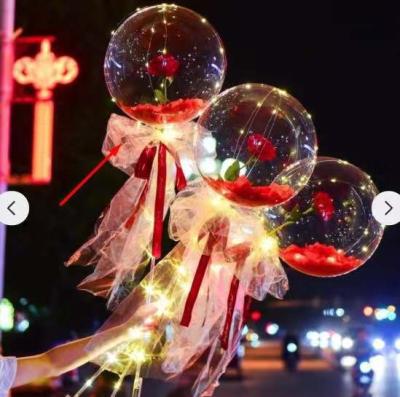 China Flowers and Wholesale Bobo Gift Wrapping Balloon 22 inch Led Flower Clear Round Balloon for Birthday Party Christmas for sale