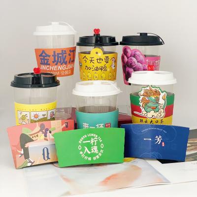 China Disposable Reusable Coffee Sleeve Paper Cup Color Print Style Packaging Material Cup Sleeve Custom Printed for sale