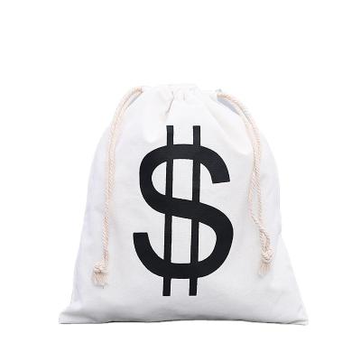 China High Quality Fashion Cotton Fabric Folding Suction Unisex Black String Bag for sale