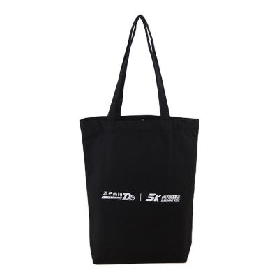 China Cotton Canvas Reusable Shopping Bag With Logo Fashion Bag Black Cotton Custom Bag for sale