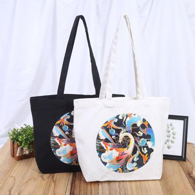 China 100% Heavy Duty Organic Customized Cotton Reusable Canvas Tote Shopping Reusable Grocery Bag for sale