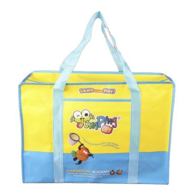 China Large pp laminated non woven material recycled reusable grocery promotion bag with zipper closure for sale