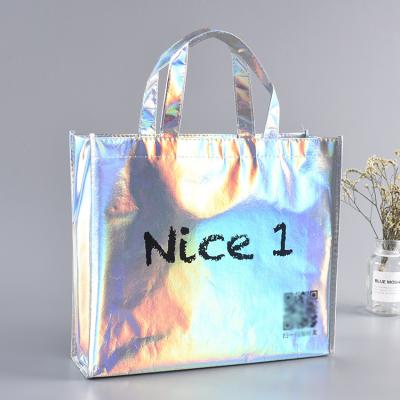 China Wholesale Good Quality Custom Plastic Shopping Reusable Logo PVC Tote Bag Fashion Women Laser Holographic for sale