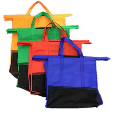 China Sustainable& 4 Sets Reusable/Heavy Duty/Eco-Friendly Reusable Eco Friendly Supermarket Shopping Grocery Trolley Foldable Nonwoven Rolling Bag for sale