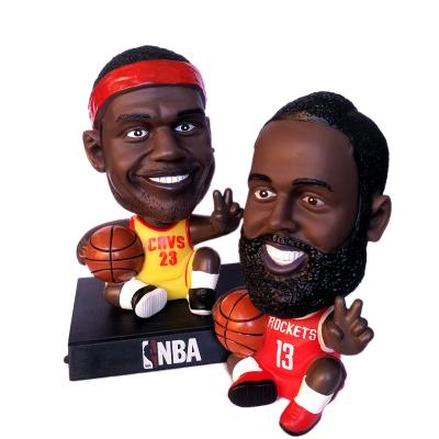 China Cartoon toy Q version NBA basketball star football star Messi Kobe shook his head, doll car ornaments for sale