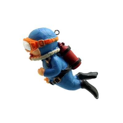 China Cartoon Toy Resin Open Floating Aquarium Ornaments Divers Fat Blue People Watch Aquarium To Create A View Of The Underwater World for sale