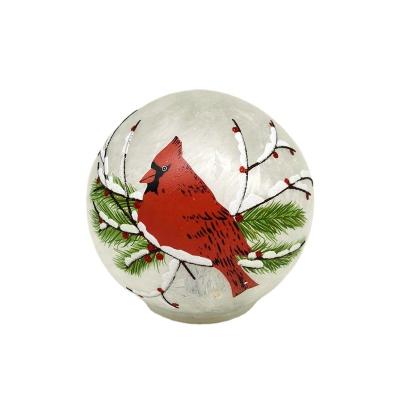 China 2021 Christmas Single DIA15cm H Feathered Red Bird Glass Bulb Light Decoration Craft for sale