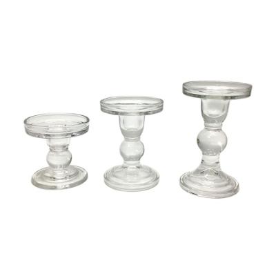 China Europe Set3 Crystal Glass Candlestick Can Hold Candles Clear Glass Candlestick for sale